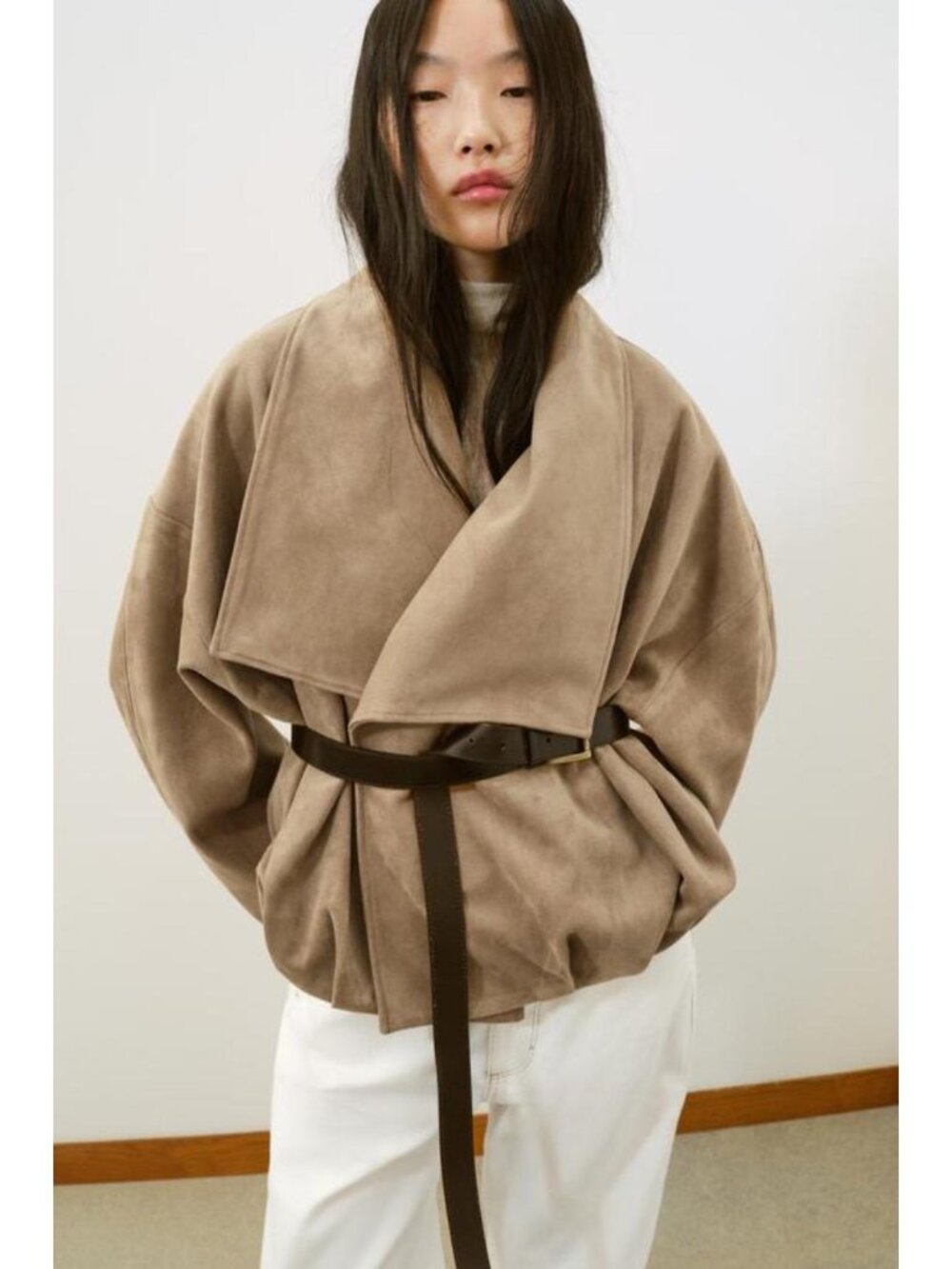 ZARA FAUX SUEDE WRAP JACKET